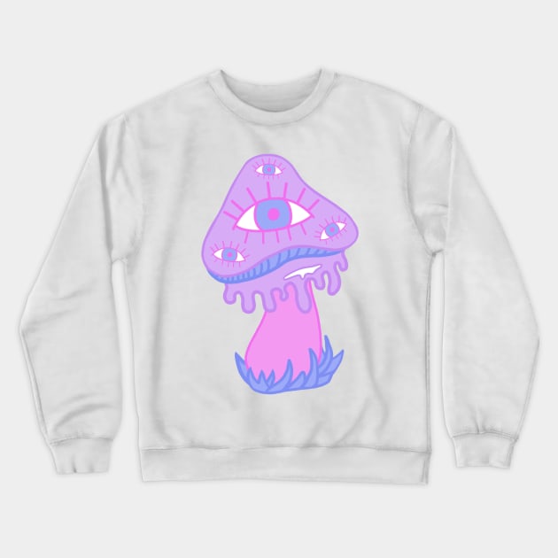 Trippy Mushroom with Eyes Crewneck Sweatshirt by malaynab-artsy